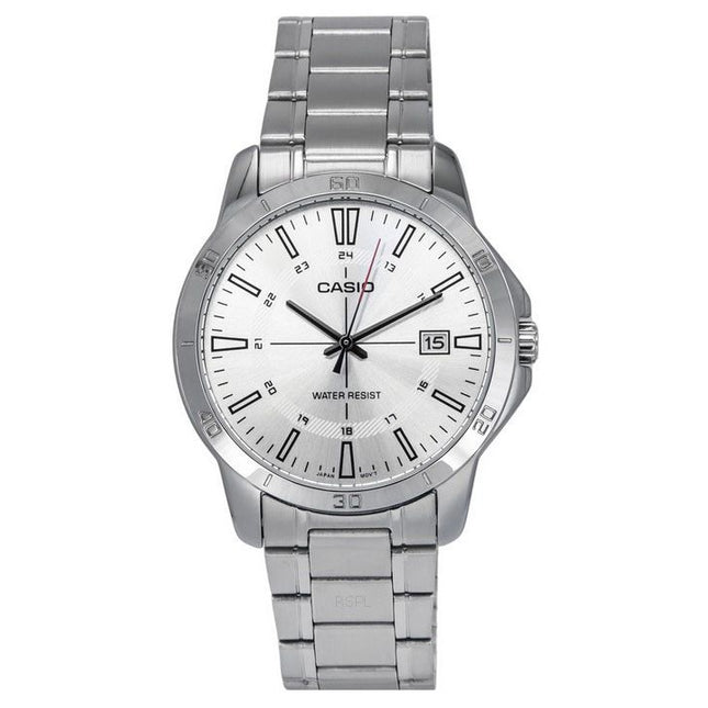 Casio Standard Analog Stainless Steel Silver Dial Quartz MTP-V004D-7C Mens Watch