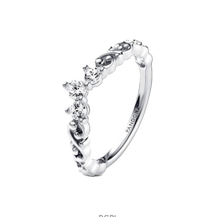 Pandora Regal Swirl Tiara Ring With Clear Cubic Zirconia P-192232C01-54 For Women