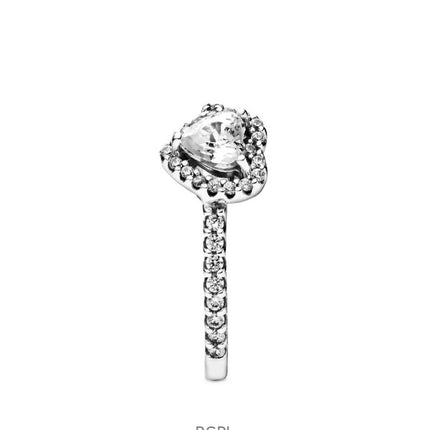 Pandora Elevated Heart Ring With Clear Cubic Zirconia P-198421C01-54 For Women