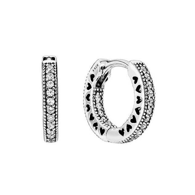 Pandora Pave Heart Hoop Earrings 296317CZ For Women