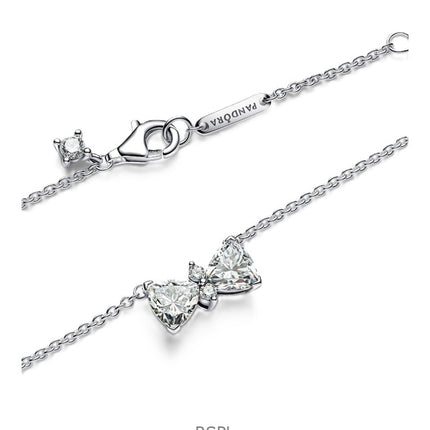 Pandora Sparkling Bow Necklace With Clear Cubic Zirconia P-393509C01-45 For Women