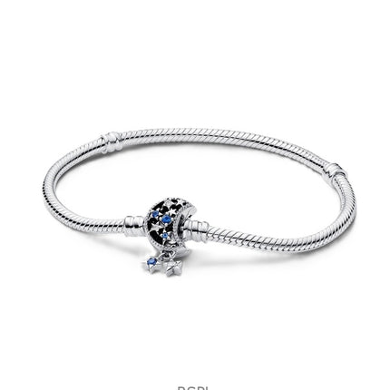 Pandora Moments Sparkling Moon Bracelet With Blue And White Cubic Zirconia P-592819C01-18 For Women