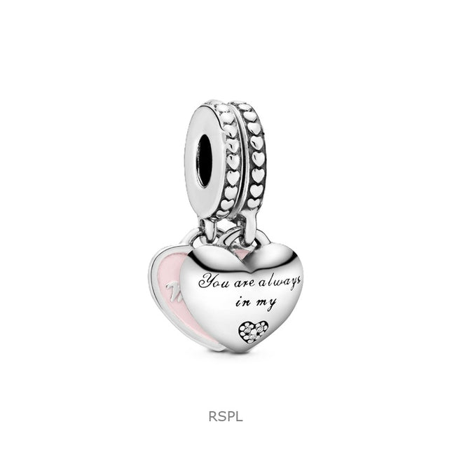 Pandora Mother And Daughter Hearts With Pink Enamel And Clear Cubic Zirconia P-792072EN40 For Women