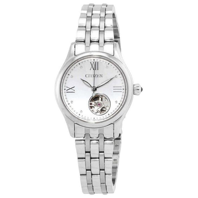 Citizen Luna Stainless Steel Open Heart Silver Dial Automatic PR1040-88A Women's Watch
