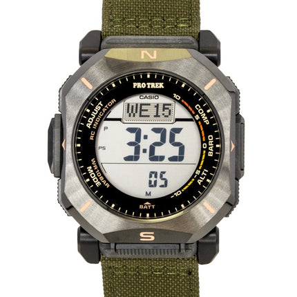 Casio Pro Trek Digital Green Cloth Strap Solar PRW-69YB-3 100M Men's Watch