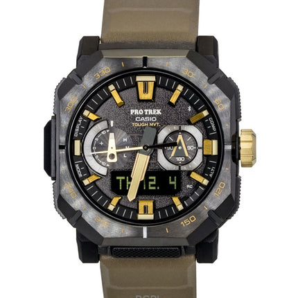 Casio Pro Trek Analog Digital Smartphone Link Brown Rubber Strap Black Dial Solar PRW-B1000-5 100M Men's Watch