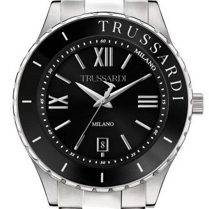 Trussardi T-Logo Black Dial Stainless Steel Quartz R2453143010 Mens Watch