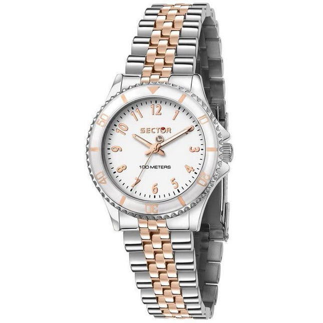 Sector 230 Just Time Two Tone Stainless Steel White Dial Quartz R3253161533 100M Womens Watch