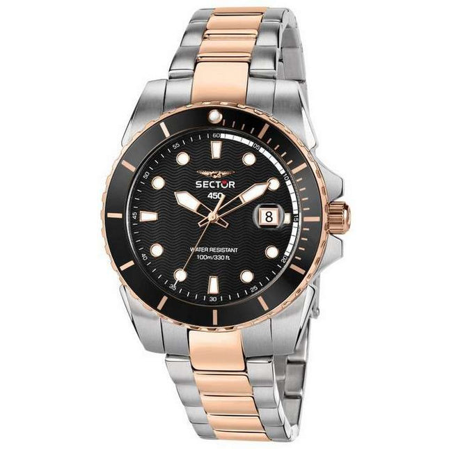 Sector 450 Black Matt Dial Two Tone Stainless Steel Quartz R3253276002 100M Men's Watch