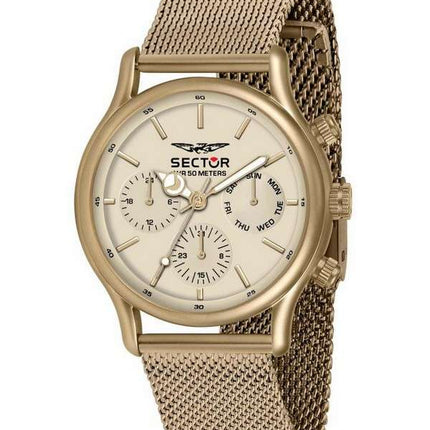 Sector 660 Beige Dial Gold Tone Stainless Steel Mesh Quartz R3253517015 Men's Watch