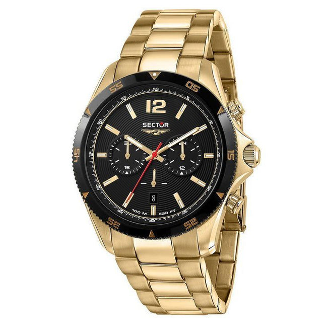 Sector 650 Chronograph Gold Tone Stainless Steel Black Dial Quartz R3273631002 100M Mens Watch