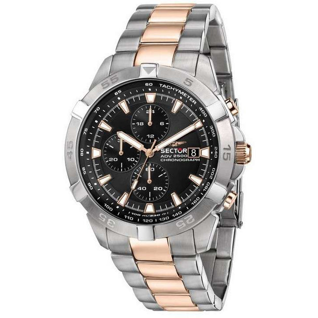 Sector ADV2500 Chronograph Black Dial Two Tone Stainless Steel Quartz R3273643002 100M Men's Watch