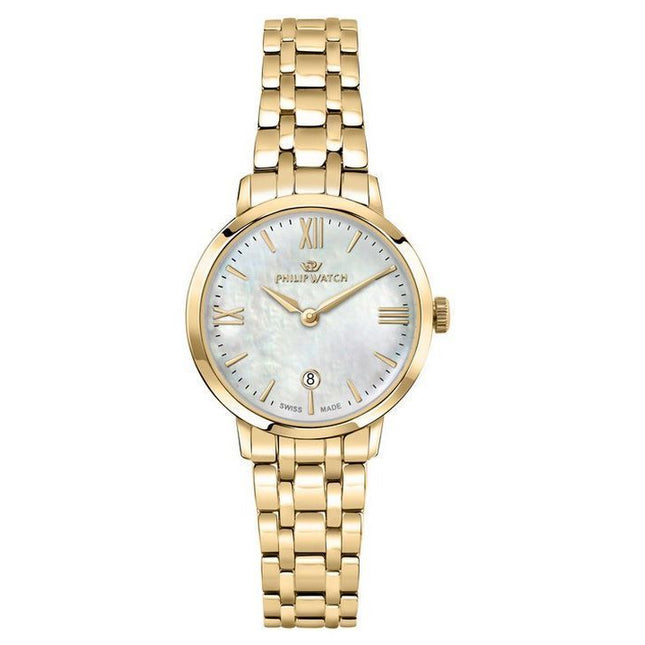 Philip Watch Audrey Gold Tone Stainless Steel Mother Of Pearl Dial Quartz R8253150511 Womens Watch