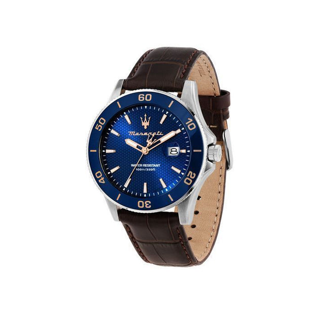 Maserati Competizione Leather Strap Blue Dial Quartz R8851100004 100M Men's Watch