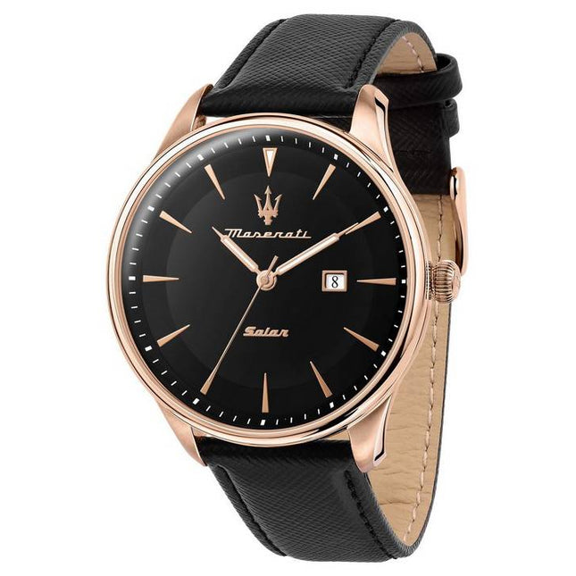 Maserati Tradizione Black Matt Dial Leather Quartz R8851146001 100M Mens Watch