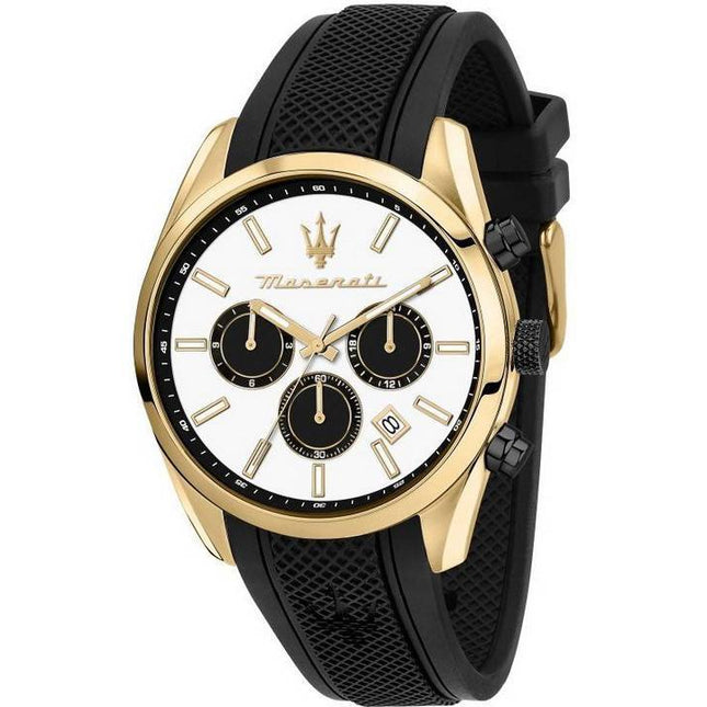 Maserati Attrazione Chronograph Silicone Strap White Dial Quartz R8851151001 Men's Watch