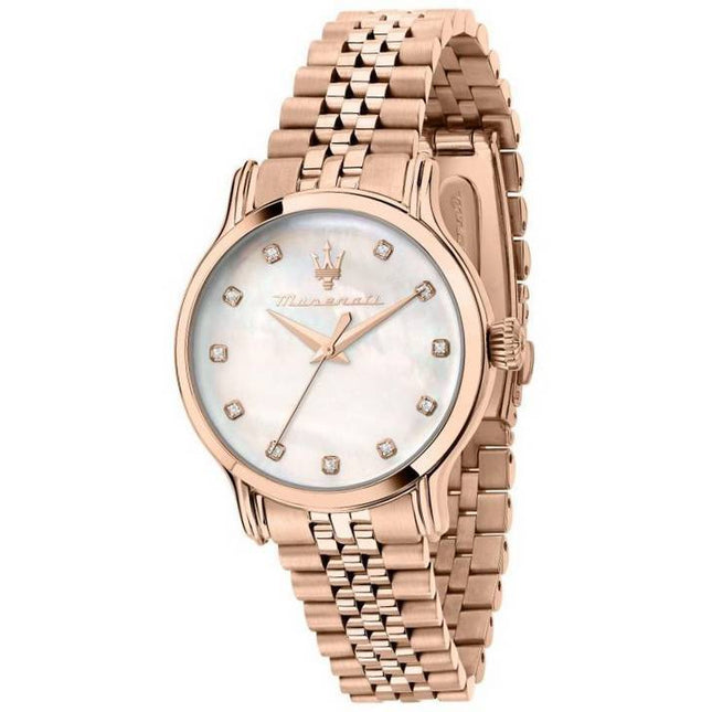 Maserati Epoca Diamond Accents Rose Gold Tone Stainless Steel Mother Of Pearl Dial Quartz R8853118517 100M Women's Watch
