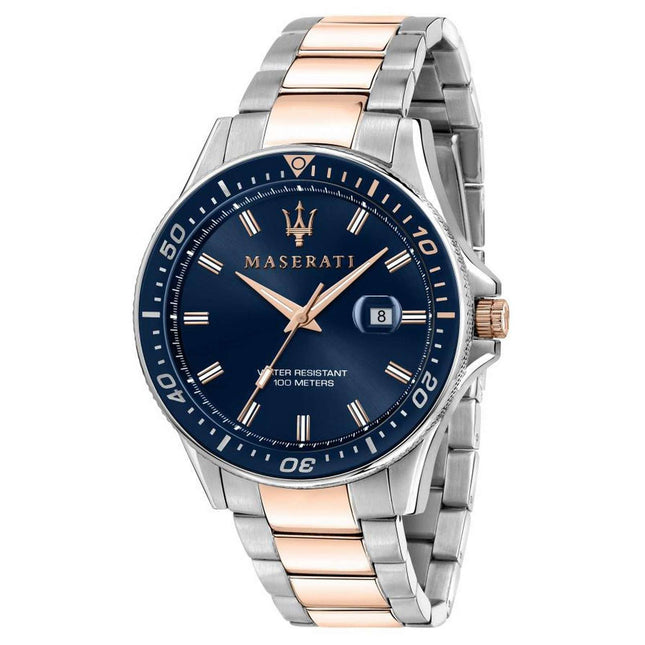 Maserati Sfida Blue Dial Two Tone Stainless Steel Quartz R8853140003 100M Mens Watch