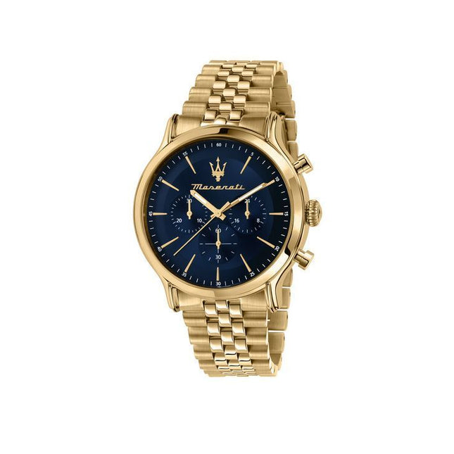 Maserati Epoca Limited Edition Chronograph Gold Tone Stainless Blue Dial Quartz R8873618031 100M Men's Watch