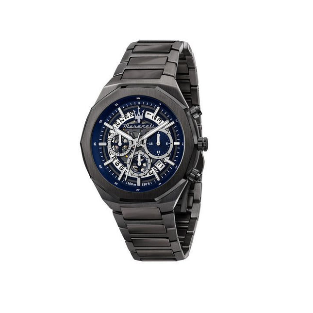 Maserati Stile Chronograph Stainless Steel Blue Skeleton Dial Quartz R8873642012 100M Men's Watch