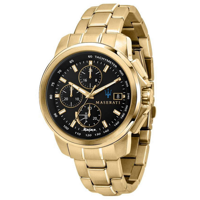 Maserati Successo Chronograph Gold Tone Stainless Steel Solar R8873645002 Mens Watch