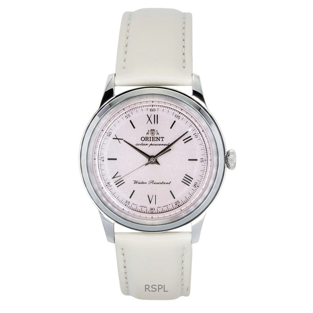 Orient Bambino Leather Strap Pink Dial Solar RA-WK0005P Men's Watch