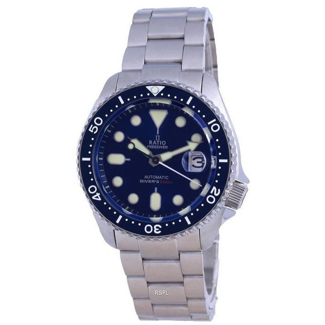 Ratio FreeDiver Blue Dial Sapphire Crystal Stainless Steel Automatic RTB202 200M Men's Watch
