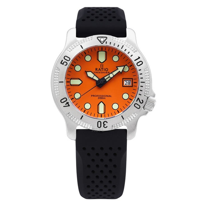 Ratio FreeDiver Professional Sapphire Orange Dial Quartz RTF025 200M Men's Watch