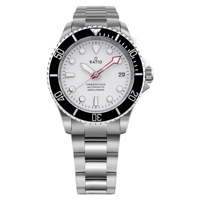 Ratio FreeDiver Sapphire Stainless Steel White Dial Automatic RTF047 200M Mens Watch