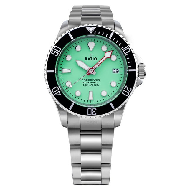 Ratio FreeDiver Sapphire Stainless Steel Green Dial Automatic RTF049 200M Mens Watch