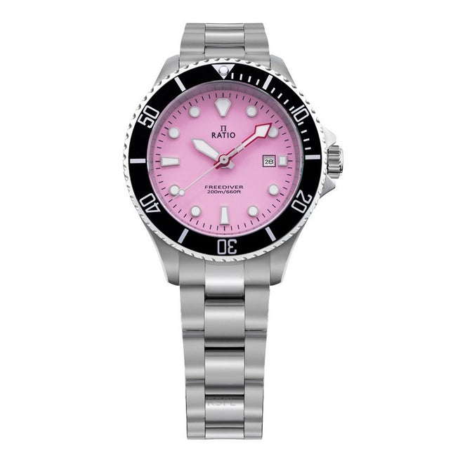 Ratio FreeDiver Sapphire Stainless Steel Candy Pink Dial Quartz RTFL809 200M Women's Watch