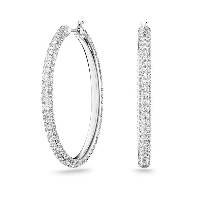 Swarovski Dextera Mixed Clear Crystals And Rhodium Plated Hoop Earrings 5389432 For Women