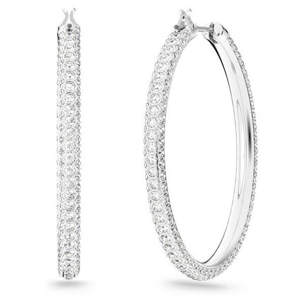 Swarovski Dextera Mixed Clear Crystals And Rhodium Plated Hoop Earrings 5389432 For Women