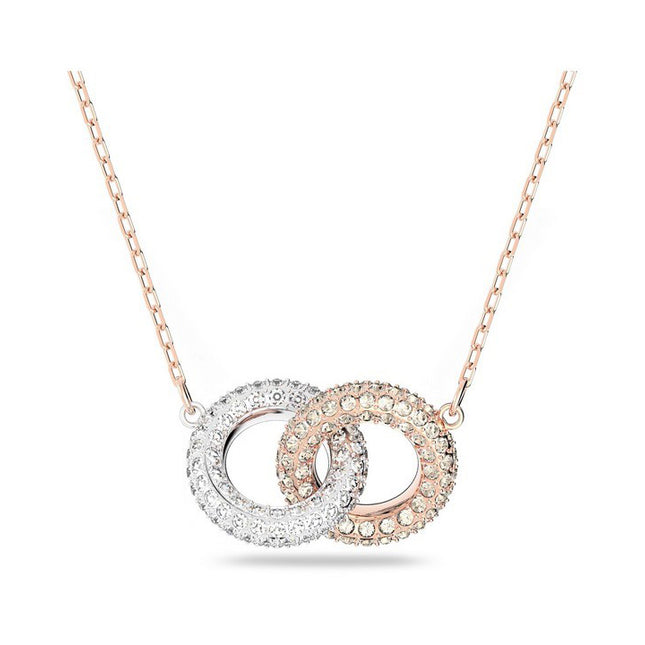 Swarovski Dextera Clear Crystals And Rose Gold Tone Plated Intertwined Circles Necklace 5414999 For Women