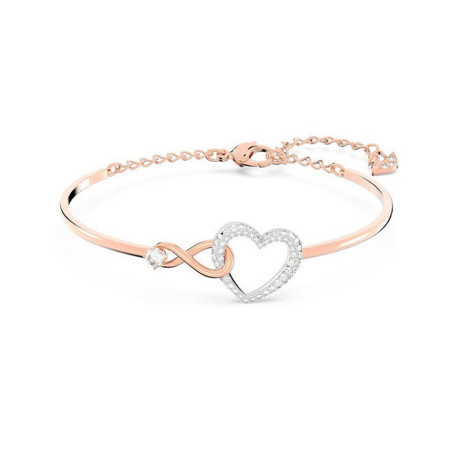 Swarovski Hyperbola Infinity And Heart Mixed Metal Finish And Zirconia Bangle 5518869 For Women