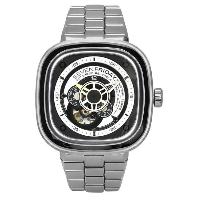 Sevenfriday P-Series NFC Black And White Open Heart Dial Automatic P1B/01M SF-P1B-01M Men's Watch
