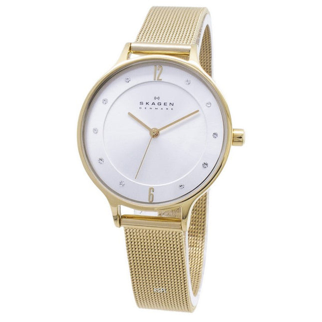 Skagen Anita Gold Tone Mesh Bracelet Crystallized SKW2150 Womens Watch