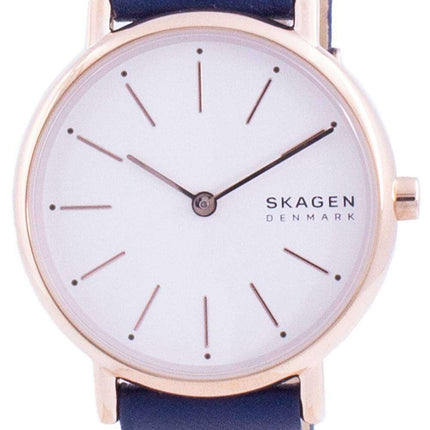 Skagen Signatur White Dial Blue Leather Strap Quartz SKW2838 Women's Watch