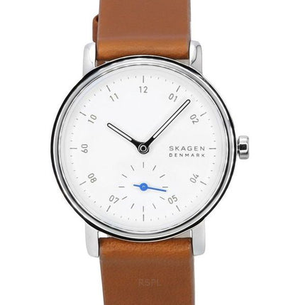 Skagen Kuppel Lille Brown Leather Strap White Dial Quartz SKW3103 Women's Watch