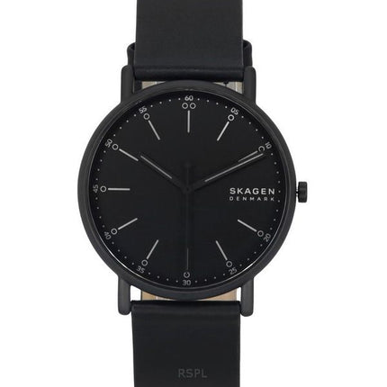 Skagen Signatur Leather Strap Black Dial Quartz SKW6902 Men's Watch