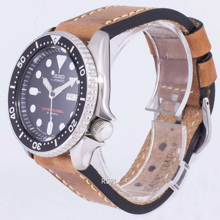 Seiko Automatic SKX007J1-LS17 Diver's 200M Japan Made Brown Leather Strap Men's Watch