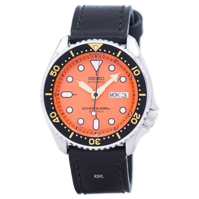 Seiko Automatic Diver's Ratio Black Leather SKX011J1-LS8 200M Men's Watch