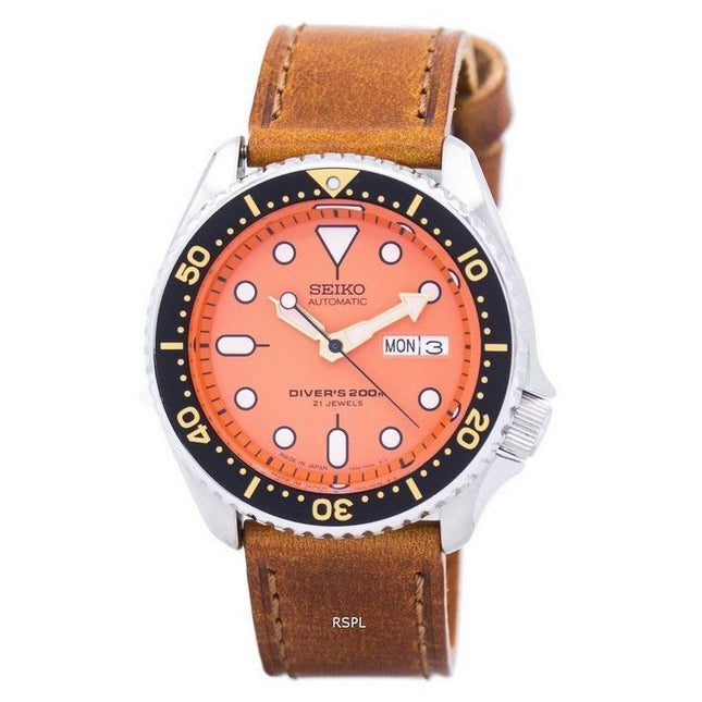 Seiko Automatic Diver's Ratio Brown Leather SKX011J1-LS9 200M Men's Watch
