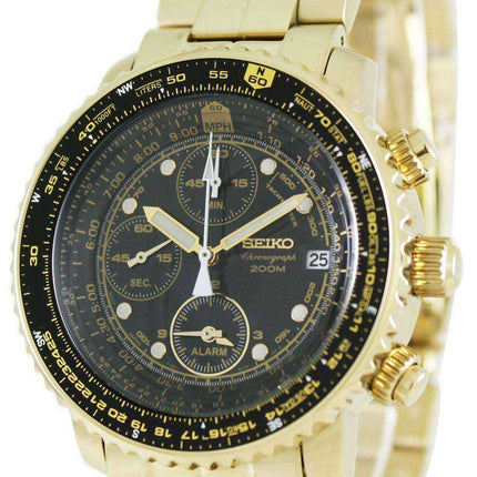 Refurbished Seiko Flight Alarm Chronograph Pilot's SNA414 SNA414P1 SNA414P Men's Watch
