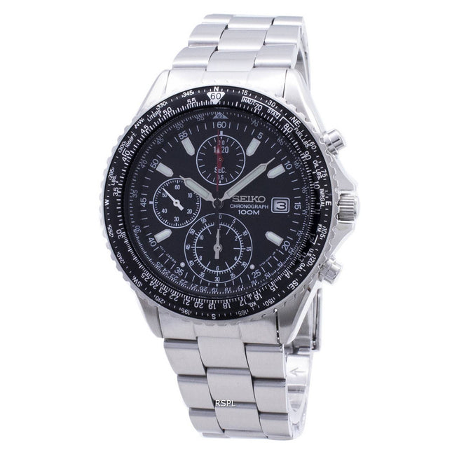 Refurbished Seiko Flightmaster Pilot Slide Rule Chronograph SND253 SND253P1 SND253P Men's Watch