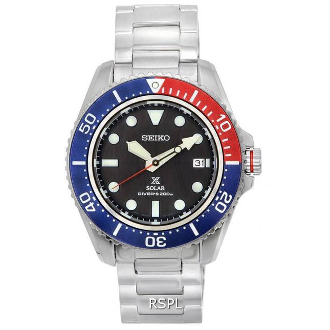 Seiko Prospex Stainless Steel Black Dial Solar Diver's SNE591P1 200M Men's Watch