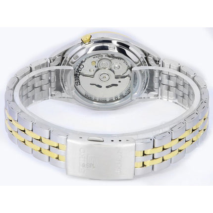 Seiko 5 Two Tone Stainless Steel White Dial Automatic SNKL24 SNKL24J1 SNKL24J Men's Watch