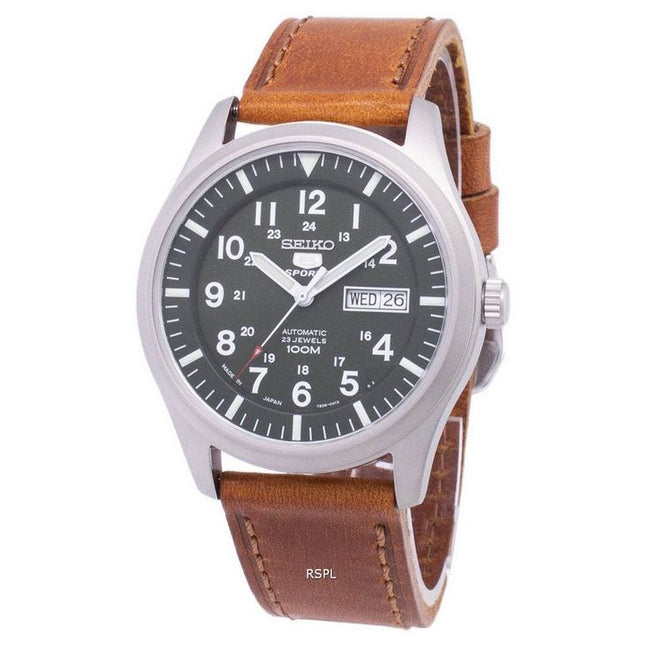 Seiko 5 Sports Automatic Japan Made Ratio Brown Leather SNZG09J1-LS9 Men's Watch