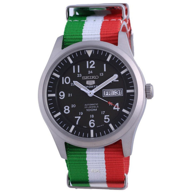 Seiko 5 Sports Military Automatic Polyester SNZG09K1-var-NATO23 100M Mens Watch