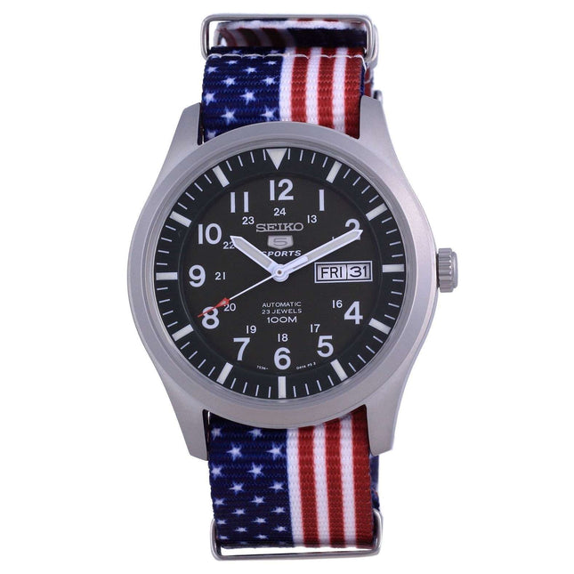 Seiko 5 Sports Military Automatic Polyester SNZG09K1-var-NATO27 100M Mens Watch